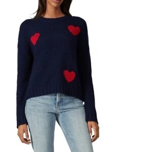 Rails Perci Wool Blend Heart Print Crewneck Sweater